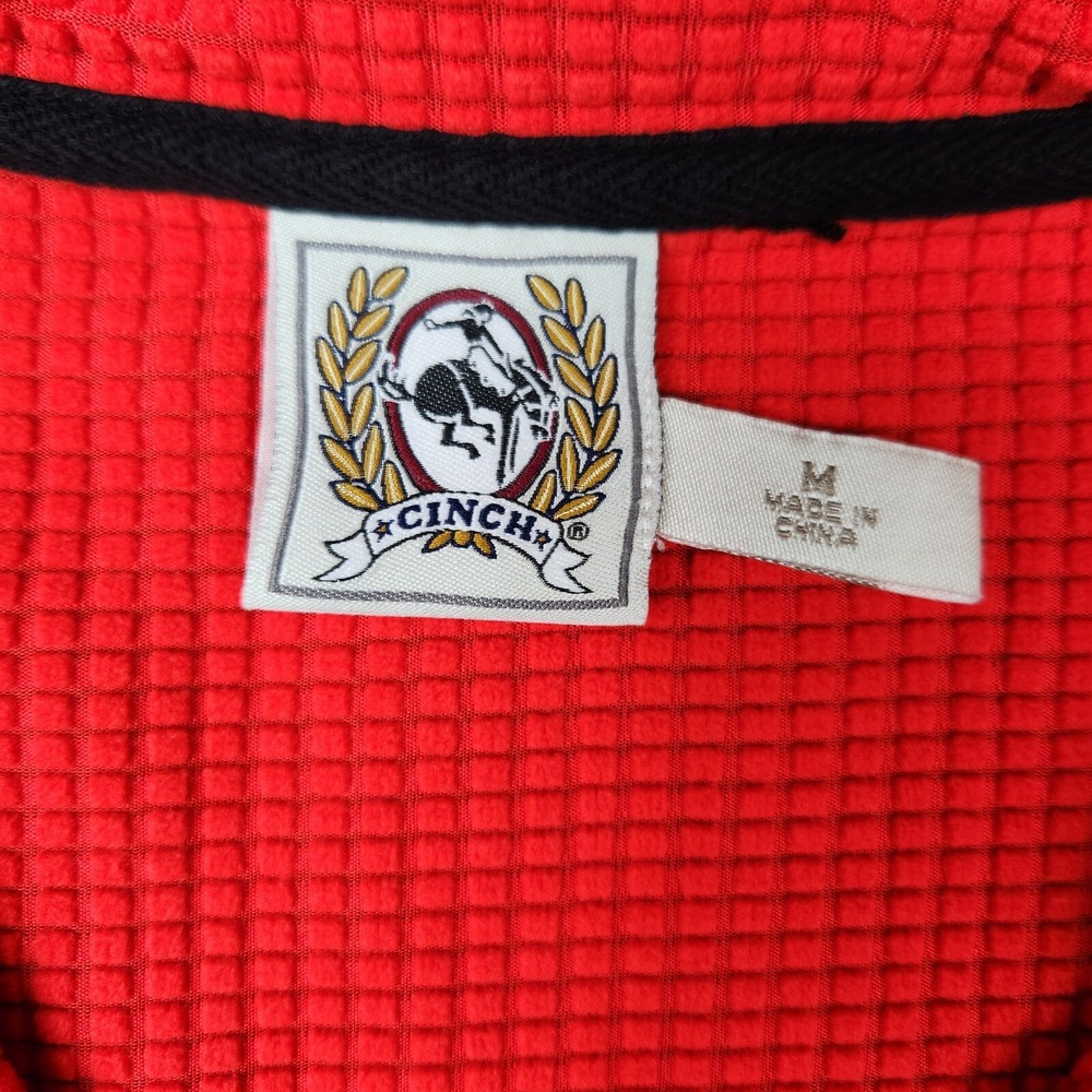 Cinch Quarter Zip Mens Medium Black Grid Fleece Pullover Western Ranch Sweater - Picture 2 of 7